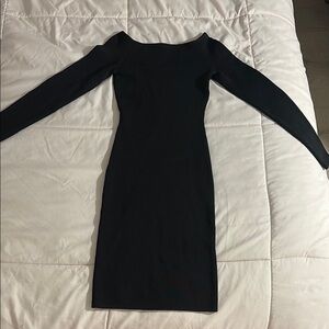 Elegant Black Long Sleeve Fitted Dress